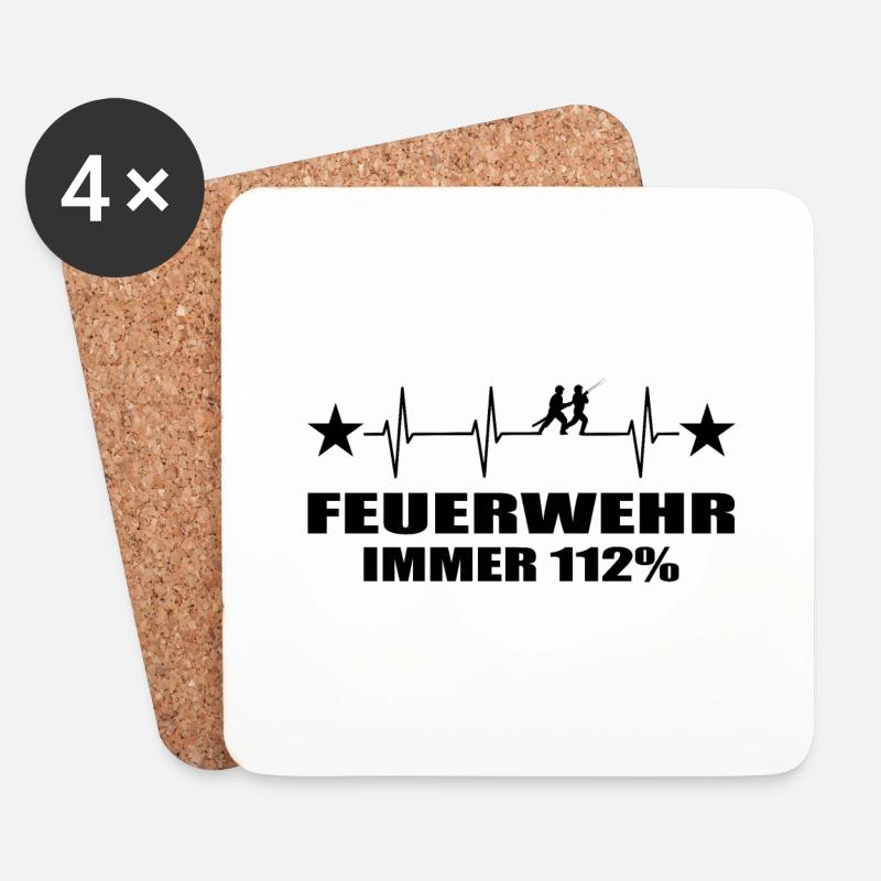 Feuerwehr - Untersetzer (4er-Set) - Weiß