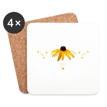 Fleurs jaunes d’échinacée - Dessous de verre (lot de 4) - blanc - Devant