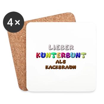 lieber kunterbunt als kackbraun,anti afd,3d - Untersetzer (4er-Set) - Weiß - Vorne