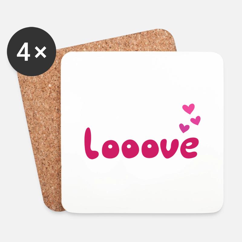 looove - Liebe - Untersetzer (4er-Set) - Weiß
