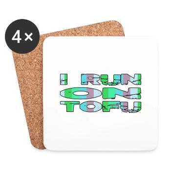 À base de plantes Go Vegan cadeau blague dictons drôles - Dessous de verre (lot de 4) - blanc - Devant