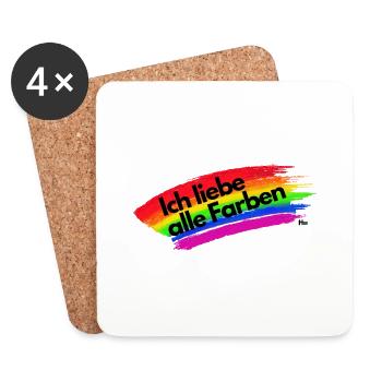 Ich liebe alle Farben - Untersetzer (4er-Set) - Weiß - Vorne