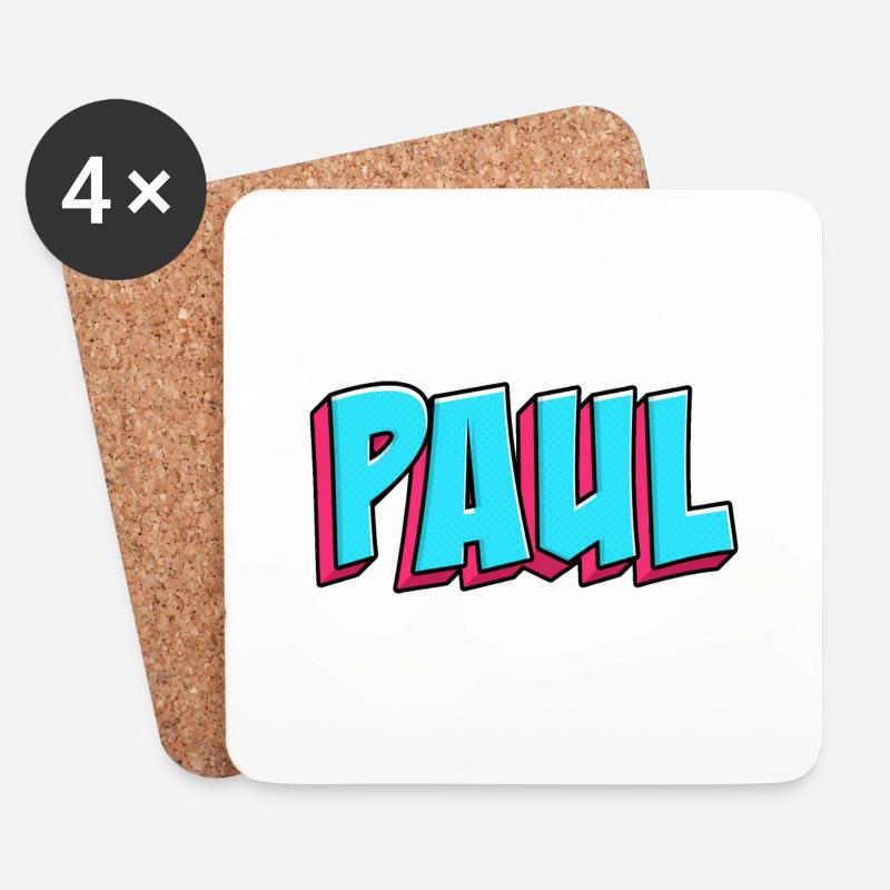 Namen Motiv: Paul - Untersetzer (4er-Set) - Weiß