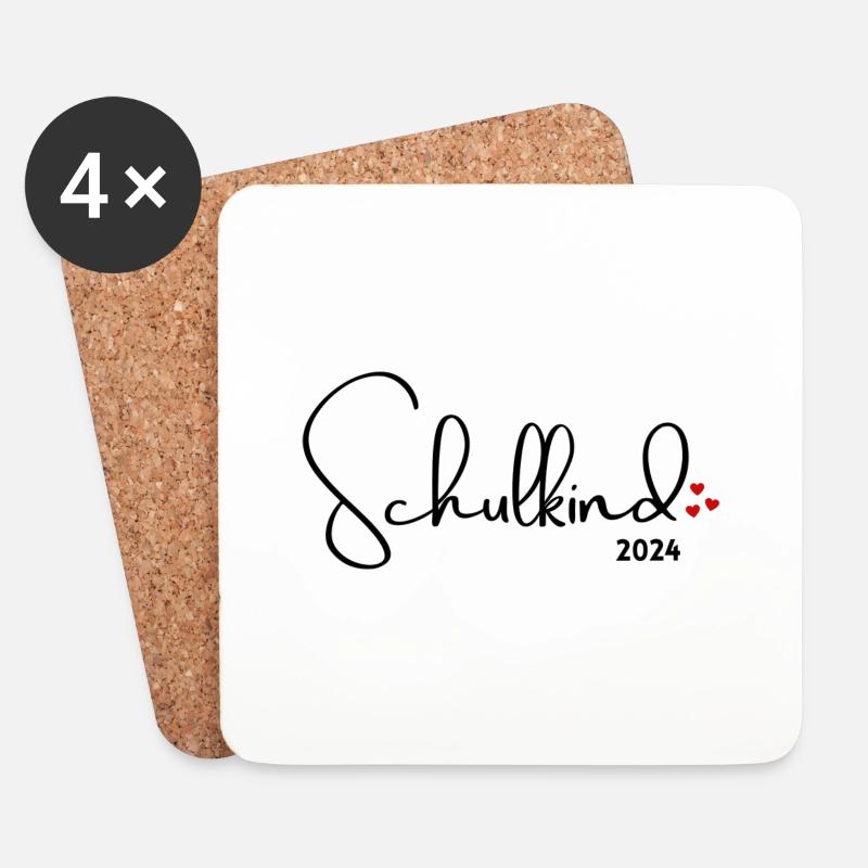 Schulkind 2024 Einschulung Geschenk - Untersetzer (4er-Set) - Weiß