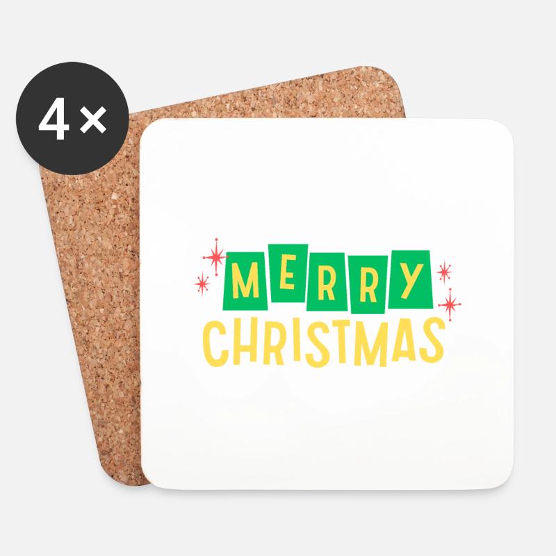 Frohe Weihnachten und frohe Feiertage - Untersetzer (4er-Set) - Weiß