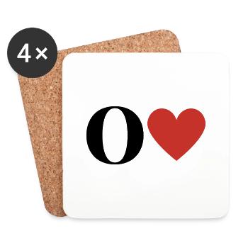 Buchstabe o rotes Herz - Untersetzer (4er-Set) - Weiß - Vorne