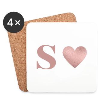 Letter s heart rose gold - Coasters (set of 4) - white - Front