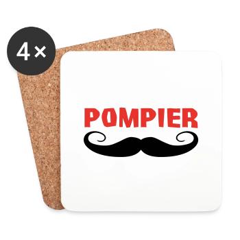 POMPIER - Dessous de verre (lot de 4) - blanc - Devant