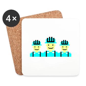 Construction Worker Pixel 02 - Coasters (set of 4) - white - Front