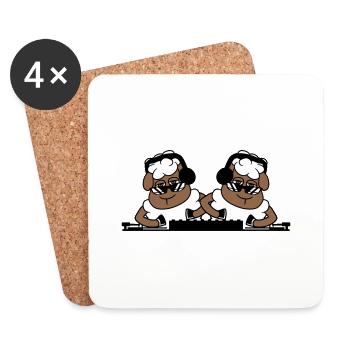 2 Cool DJ Sheep Sheep Mixer Musique de fête - Dessous de verre (lot de 4) - blanc - Devant