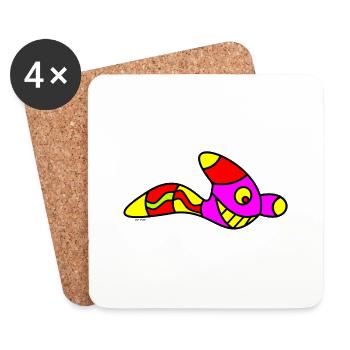 Wurm kinder shirt - Untersetzer (4er-Set) - Weiß - Vorne