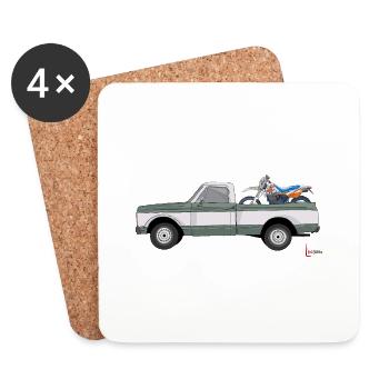 Pick Up Truck with Motorcycle - Untersetzer (4er-Set) - Weiß - Vorne