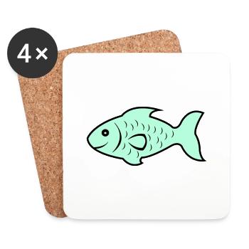 poissons1 - Dessous de verre (lot de 4) - blanc - Devant