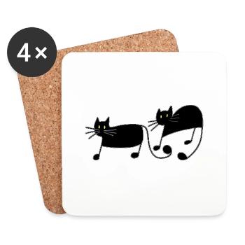 Katzen - Untersetzer (4er-Set) - Weiß - Vorne