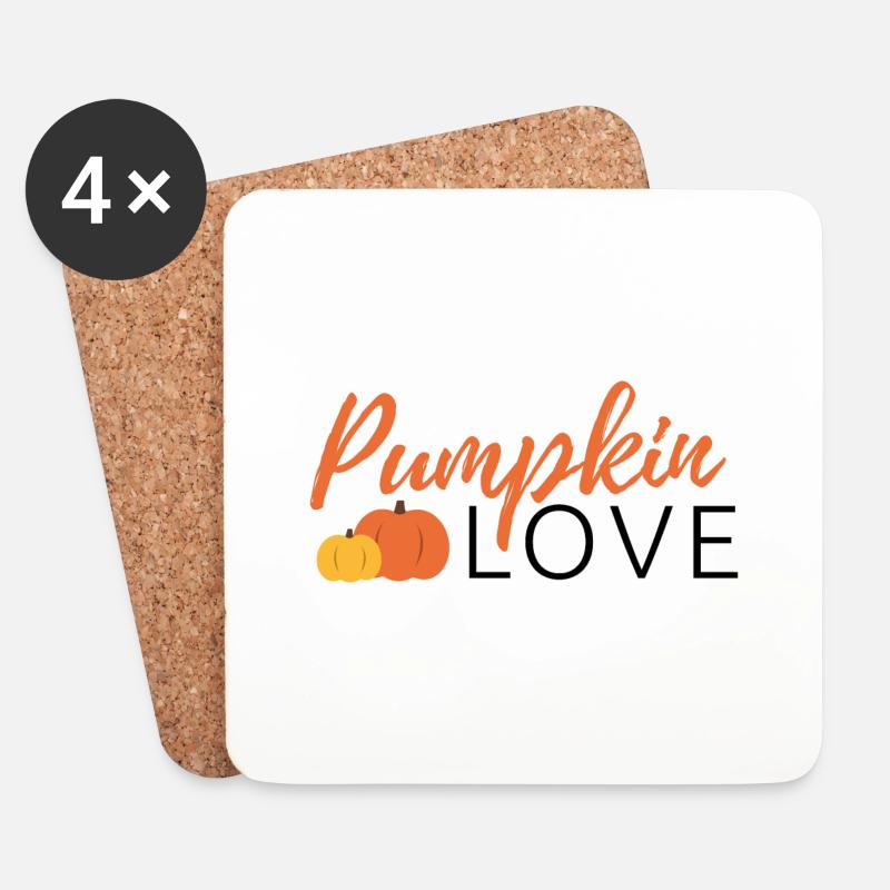 Pumpkin love / Kürbisliebe - Untersetzer (4er-Set) - Weiß