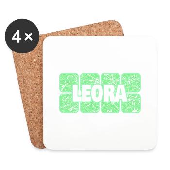 Prénom Leora - Dessous de verre (lot de 4) - blanc - Devant