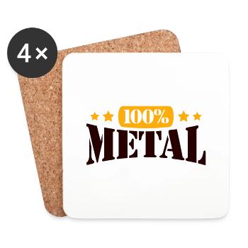 100% Heavy Metal Musique Timbre Texte Logo - Dessous de verre (lot de 4) - blanc - Devant