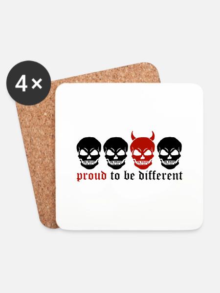 DIFFERENT SKULL - 2C - Untersetzer (4er-Set) - Weiß