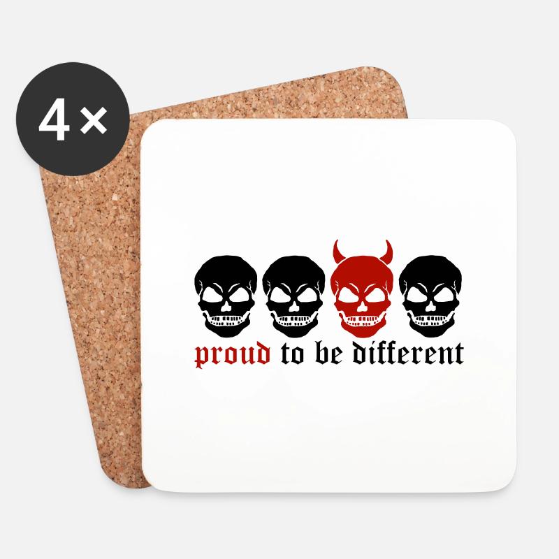 DIFFERENT SKULL - 2C - Untersetzer (4er-Set) - Weiß