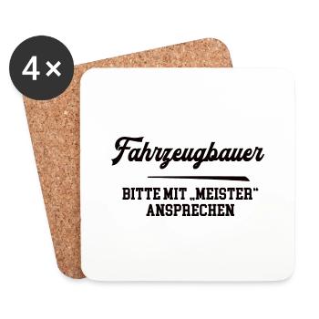 Fahrzeugbauer Meisterprüfung Bestanden Fahrzeugbau - Untersetzer (4er-Set) - Weiß - Vorne