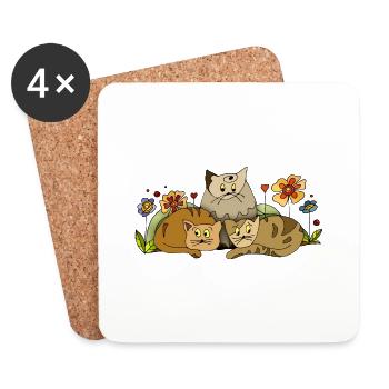 Chats - Dessous de verre (lot de 4) - blanc - Devant