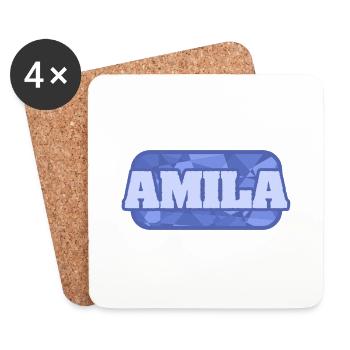 Amila as a name - Coasters (set of 4) - white - Front