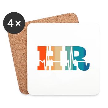Retro Heartbeat Personalwesen - Untersetzer (4er-Set) - Weiß - Vorne