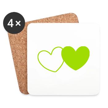 green heart green gift valentine's day - Coasters (set of 4) - white - Front