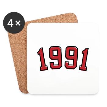 Sport year of birth 1991 - Coasters (set of 4) - white - Front