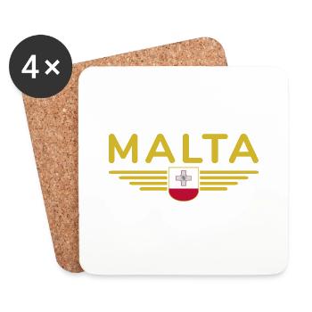 Malta T-Shirt – Für Insel-Fans - Untersetzer (4er-Set) - Weiß - Vorne