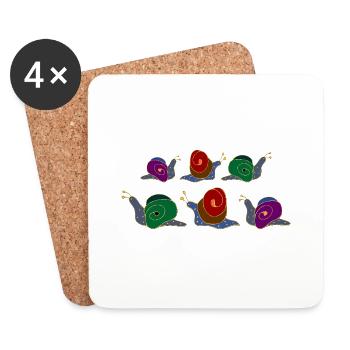 Snails - Coasters (set of 4) - white - Front
