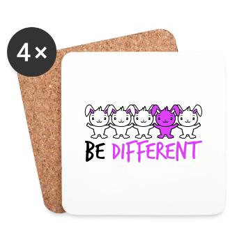 5 Bunny Friends Difference Be Different Different - Coasters (set of 4) - white - Front