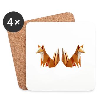 Fox Origami 2 - Coasters (set of 4) - white - Front