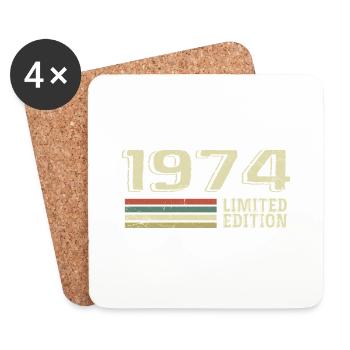 Nées en 1974 anniversaire 1974 Vintage 1974 - Dessous de verre (lot de 4) - blanc - Devant