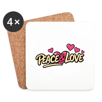 Peace and love - Coasters (set of 4) - white - Front
