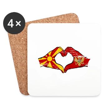 Montenegro Montanegro Flagge Hände Herzform used - Untersetzer (4er-Set) - Weiß - Vorne
