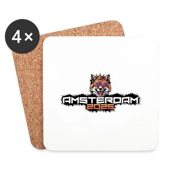 Amsterdam 2025 Party Fuchs - Untersetzer (4er-Set) - Weiß - Vorne