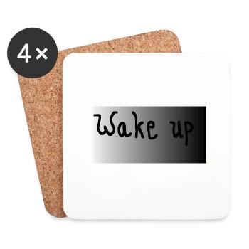 Wake up- schwarz weiß grau - Untersetzer (4er-Set) - Weiß - Vorne