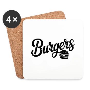 Burger - Cool Fastfood Logo - Dessous de verre (lot de 4) - blanc - Devant