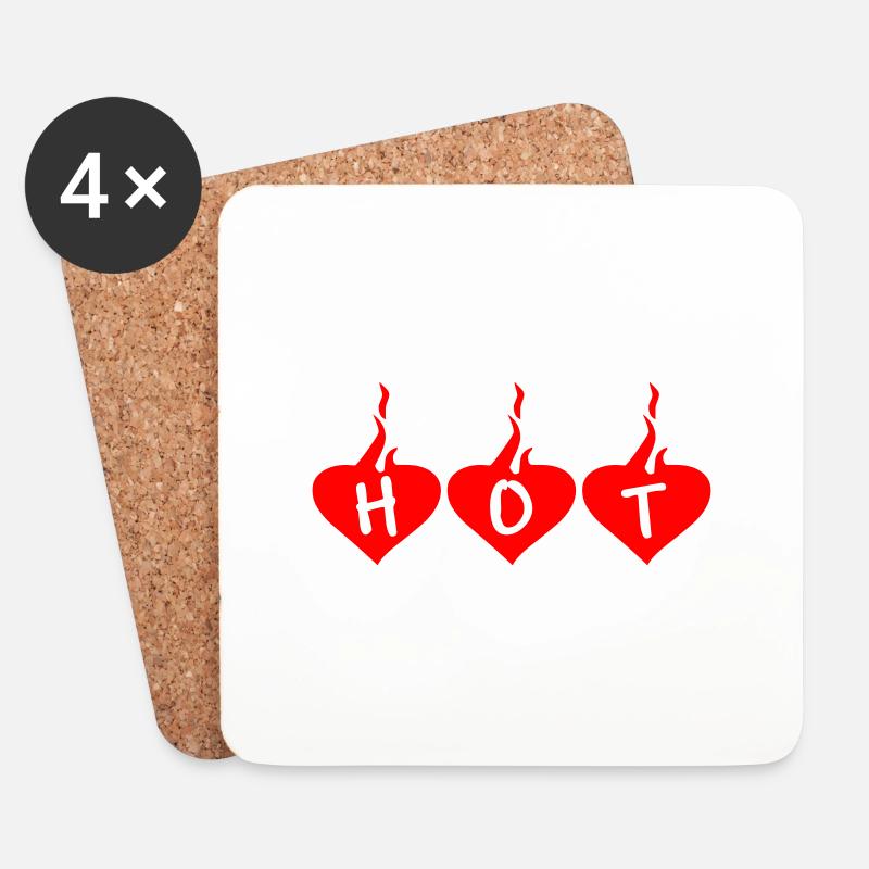 Heiß - Untersetzer (4er-Set) - Weiß