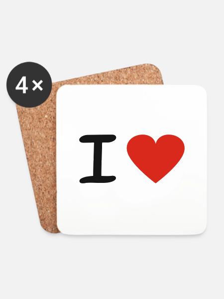 I Love - Untersetzer (4er-Set) - Weiß