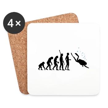 evolution_taucher_c_2c - Untersetzer (4er-Set) - Weiß - Vorne