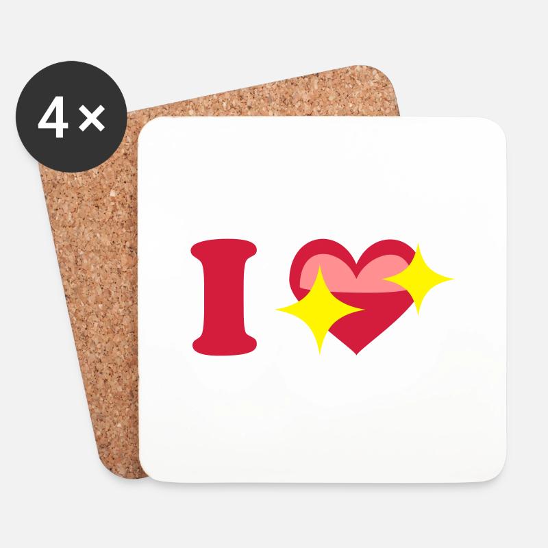I love - Untersetzer (4er-Set) - Weiß