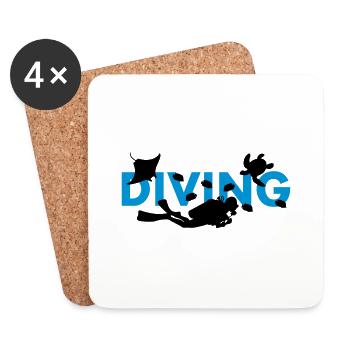diving tauchen - Untersetzer (4er-Set) - Weiß - Vorne