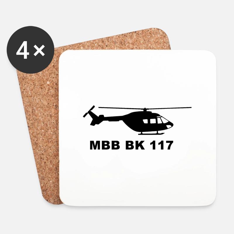MBB BK 117 Helicopter - Untersetzer (4er-Set) - Weiß