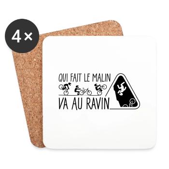 Qui fait le malin, va au ravin - Dessous de verre (lot de 4) - blanc - Devant