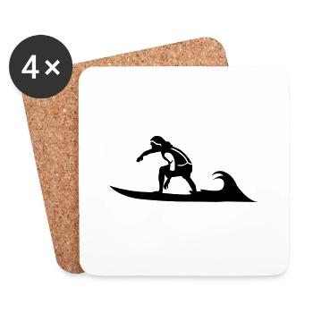 wave surfboard surfer beach surf - Coasters (set of 4) - white - Front