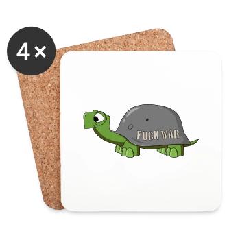 Schildkröte Fuck War - Untersetzer (4er-Set) - Weiß - Vorne