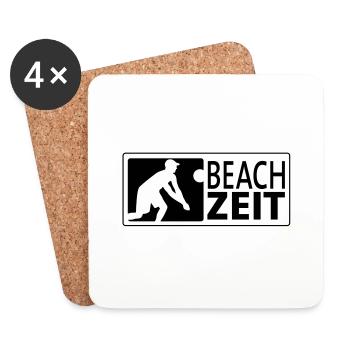 Beachvolleyball Bagger (quer) - Untersetzer (4er-Set) - Weiß - Vorne