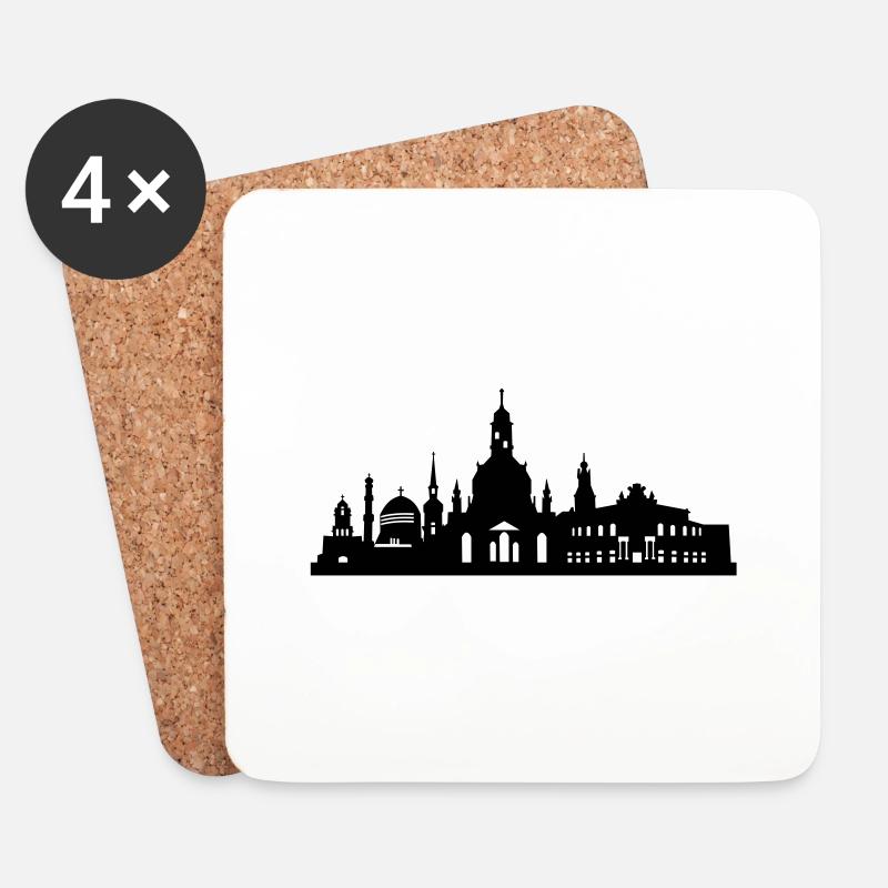 Skyline Dresden klein - Untersetzer (4er-Set) - Weiß